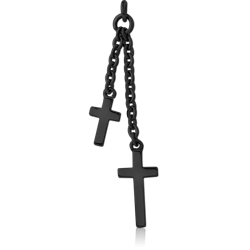 BLACK PVD COATED SURGICAL STEEL GRADE 316L CHARM - CROSSES