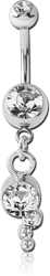 SURGICAL STEEL GRADE 316L DOUBLE JEWELED NAVEL BANANA WITH CHARM