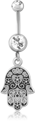 SURGICAL STEEL GRADE 316L DOUBLE JEWELED NAVEL BANANA WITH CHARM