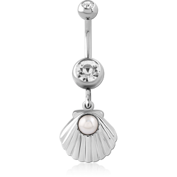 SURGICAL STEEL GRADE 316L DOUBLE JEWELED NAVEL BANANA WITH CHARM