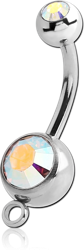 SURGICAL STEEL GRADE 316L DOUBLE JEWELED NAVEL BANANA WITH HOOP