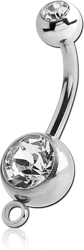 SURGICAL STEEL GRADE 316L DOUBLE VALUE JEWELED NAVEL BANANA WITH HOOP