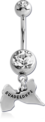 SURGICAL STEEL GRADE 316L DOUBLE JEWELED NAVEL BANANA WITH CHARM