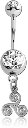 SURGICAL STEEL GRADE 316L DOUBLE JEWELED NAVEL BANANA WITH CHARM