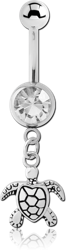 SURGICAL STEEL GRADE 316L JEWELED NAVEL BANANA WITH CHARM - CHARM - TURTLE