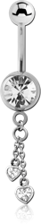 SURGICAL STEEL GRADE 316L JEWELED NAVEL BANANA WITH CHARM - HEART