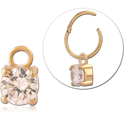 GOLD PVD 18K COATED SURGICAL STEEL GRADE 316L JEWELED CHARM
