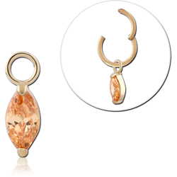 GOLD PVD 18K COATED SURGICAL STEEL GRADE 316L JEWELED CHARM