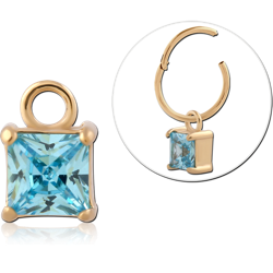 GOLD PVD 18K COATED SURGICAL STEEL GRADE 316L JEWELED CHARM