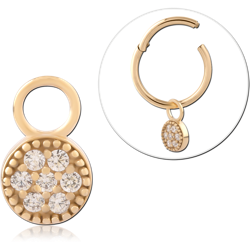 GOLD PVD 18K COATED SURGICAL STEEL GRADE 316L JEWELED CHARM