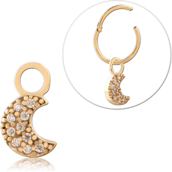 GOLD PVD 18K COATED SURGICAL STEEL GRADE 316L JEWELED CHARM