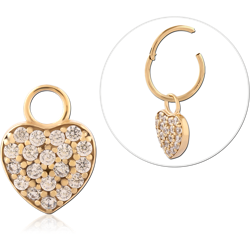 GOLD PVD 18K COATED SURGICAL STEEL GRADE 316L JEWELED CHARM