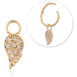 GOLD PVD 18K COATED SURGICAL STEEL GRADE 316L JEWELED CHARM