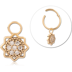 GOLD PVD 18K COATED SURGICAL STEEL GRADE 316L JEWELED CHARM