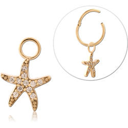 GOLD PVD 18K COATED SURGICAL STEEL GRADE 316L JEWELED CHARM