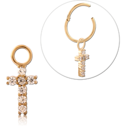 GOLD PVD 18K COATED SURGICAL STEEL GRADE 316L JEWELED CHARM