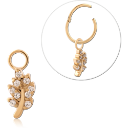 GOLD PVD 18K COATED SURGICAL STEEL GRADE 316L JEWELED CHARM