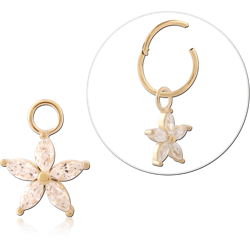 GOLD PVD 18K COATED SURGICAL STEEL GRADE 316L JEWELED CHARM