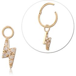 GOLD PVD 18K COATED SURGICAL STEEL GRADE 316L JEWELED CHARM