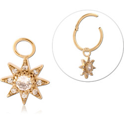 GOLD PVD 18K COATED SURGICAL STEEL GRADE 316L JEWELED CHARM