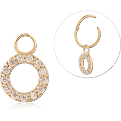 GOLD PVD 18K COATED SURGICAL STEEL GRADE 316L JEWELED CHARM