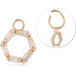 GOLD PVD 18K COATED SURGICAL STEEL GRADE 316L JEWELED CHARM