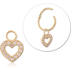 GOLD PVD 18K COATED SURGICAL STEEL GRADE 316L JEWELED CHARM