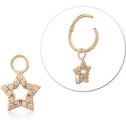GOLD PVD 18K COATED SURGICAL STEEL GRADE 316L JEWELED CHARM
