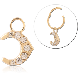 GOLD PVD 18K COATED SURGICAL STEEL GRADE 316L JEWELED CHARM