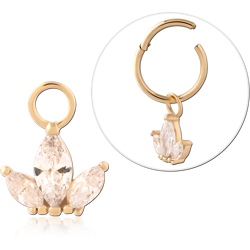 GOLD PVD 18K COATED SURGICAL STEEL GRADE 316L JEWELED CHARM