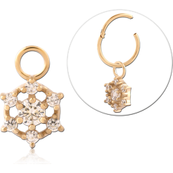 GOLD PVD 18K COATED SURGICAL STEEL GRADE 316L JEWELED CHARM