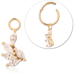 GOLD PVD 18K COATED SURGICAL STEEL GRADE 316L JEWELED CHARM