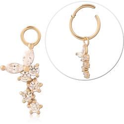 GOLD PVD 18K COATED SURGICAL STEEL GRADE 316L JEWELED CHARM