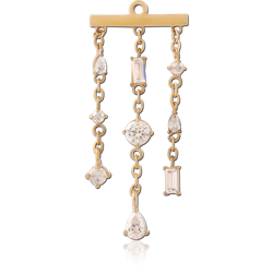 GOLD PVD 18K COATED SURGICAL STEEL GRADE 316L JEWELED CHARM