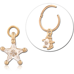 GOLD PVD 18K COATED SURGICAL STEEL GRADE 316L SLIDING JEWELED CHARM