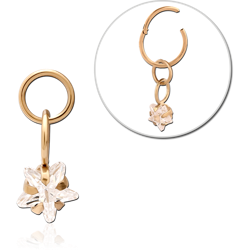 GOLD PVD 18K COATED SURGICAL STEEL GRADE 316L SLIDING JEWELED CHARM