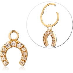 STERLING 925 SILVER GOLD PVD 18K JEWELED SLIDING CHARM FOR HINGED SEGMENT RING