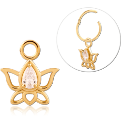 STERLING 925 SILVER GOLD PVD 18K JEWELED SLIDING CHARM FOR HINGED SEGMENT RING