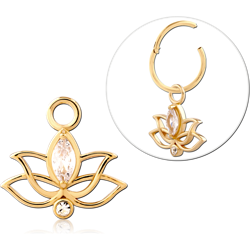 STERLING 925 SILVER GOLD PVD 18K JEWELED SLIDING CHARM FOR HINGED SEGMENT RING