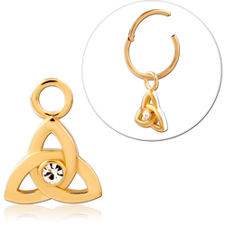 STERLING 925 SILVER GOLD PVD 18K JEWELED SLIDING CHARM FOR HINGED SEGMENT RING