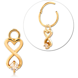 STERLING 925 SILVER GOLD PVD 18K JEWELED SLIDING CHARM FOR HINGED SEGMENT RING