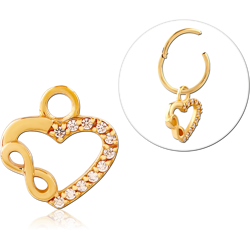 STERLING 925 SILVER GOLD PVD 18K JEWELED SLIDING CHARM FOR HINGED SEGMENT RING