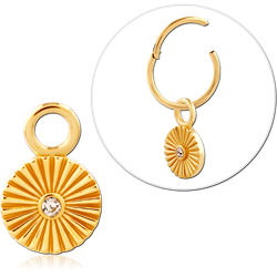 STERLING 925 SILVER GOLD PVD 18K JEWELED SLIDING CHARM FOR HINGED SEGMENT RING