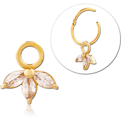 STERLING 925 SILVER GOLD PVD 18K JEWELED SLIDING CHARM FOR HINGED SEGMENT RING