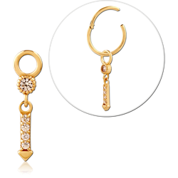 STERLING 925 SILVER GOLD PVD 18K JEWELED SLIDING CHARM FOR HINGED SEGMENT RING