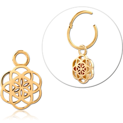 STERLING 925 SILVER GOLD PVD 18K SLIDING CHARM FOR HINGED SEGMENT RING