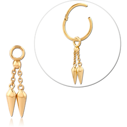 STERLING 925 SILVER GOLD PVD 18K SLIDING CHARM FOR HINGED SEGMENT RING