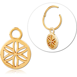 STERLING 925 SILVER GOLD PVD 18K JEWELED SLIDING CHARM FOR HINGED SEGMENT RING