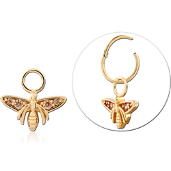 STERLING 925 SILVER GOLD PLATED 18K JEWELED SLIDING CHARM FOR HINGED SEGMENT RING
