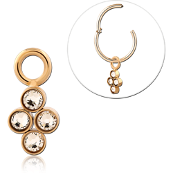 GOLD PVD 18K COATED TITANIUM ALLOY SLIDING CHARM FOR HINGED SEGMENT RING